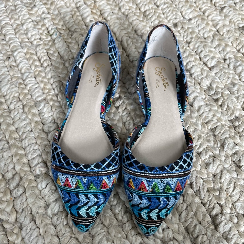 Anthropologie Seychelles flats pointed leather embroidery Alina size 6